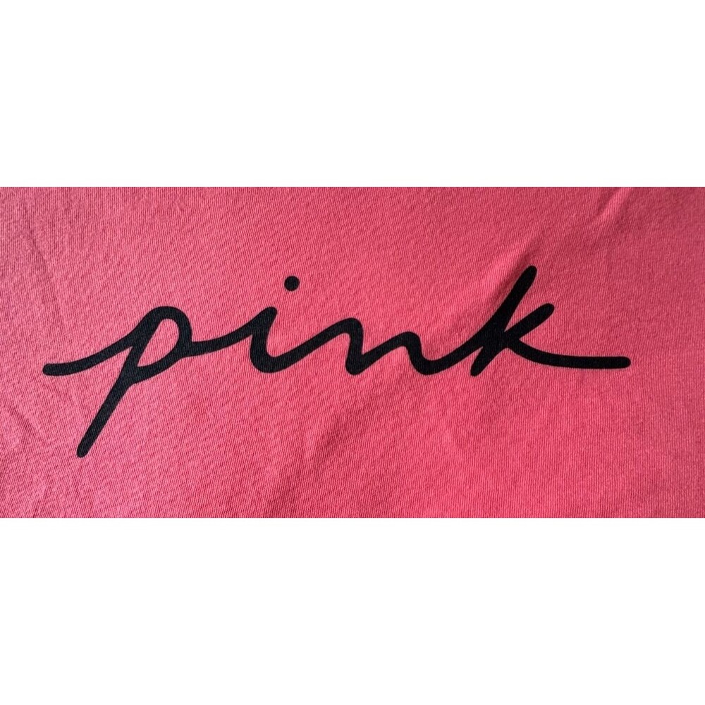 Victoria’s Secret PINK Long Sleeve Tee Shirt Women’s Medium Coral Pink Logo Top - Picture 3 of 4